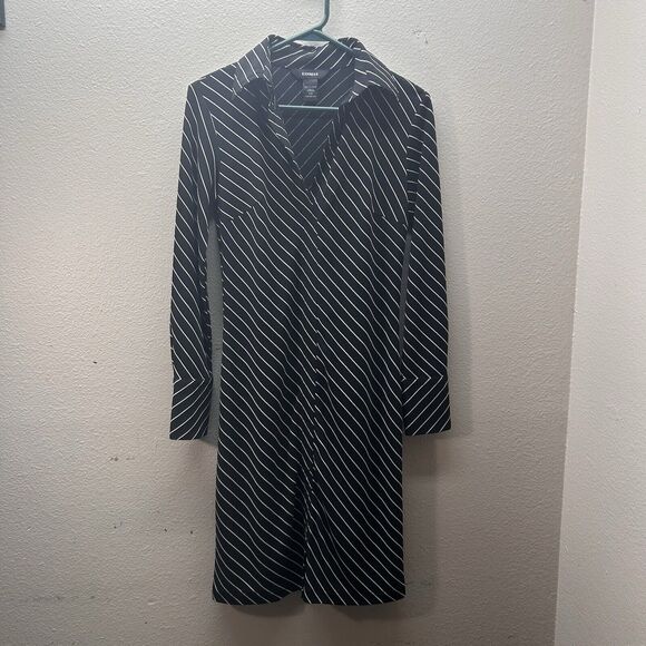 Vintage Express Dress SZ XS Striped Preppy Grunge 90s Y2K Academia Classy - Picture 1 of 8